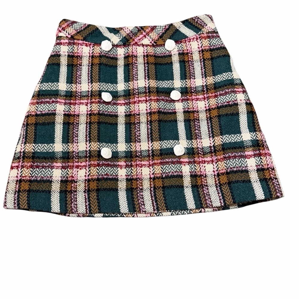 Avarra Multicolor Gianna Plaid Tweed Mini Skirt Size S